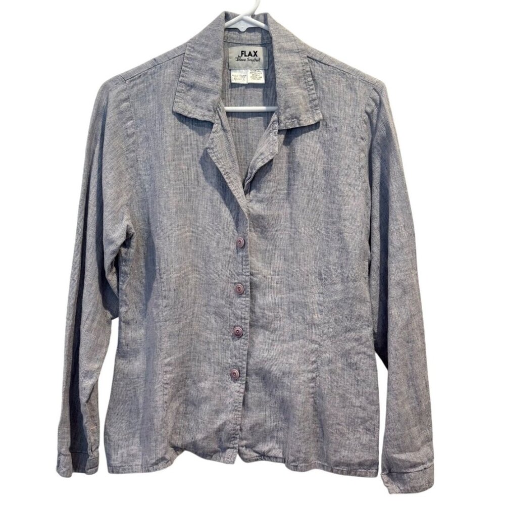 Flax Vintage 100% Linen Button Down Shirt Size Small